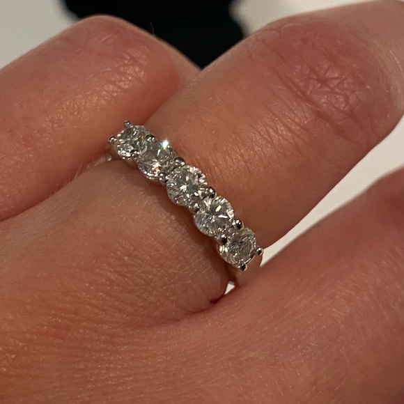 SOLD- Genuine 14k white gold 5 Diamond Band - Picture 6 of 13